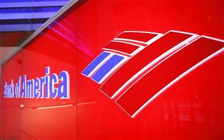 A Bank of America logo can be seen in a bank branch in New York